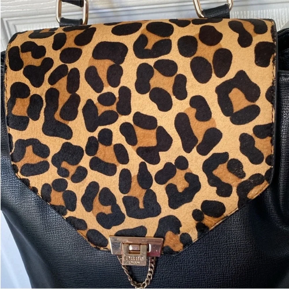 Dune Bag London Backpack Black Leopard Accent